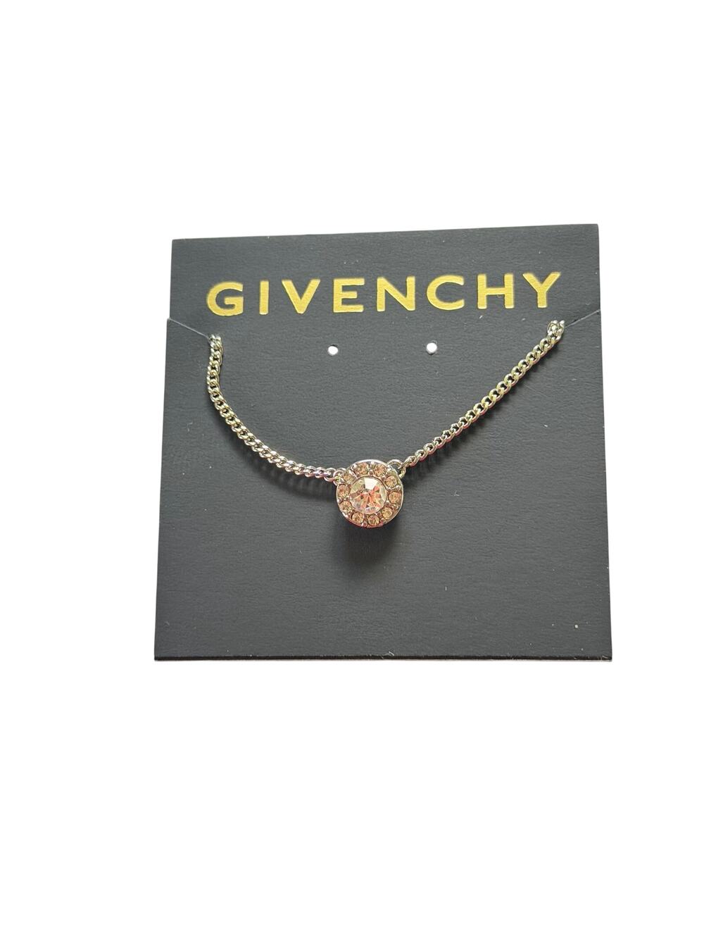 Givenchy Crystal Halo Pendant Necklace Women Silver Clear 16-18 In